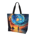 Abstract art painting Canvas Tote Large Casual Shoulder tote Outdoor