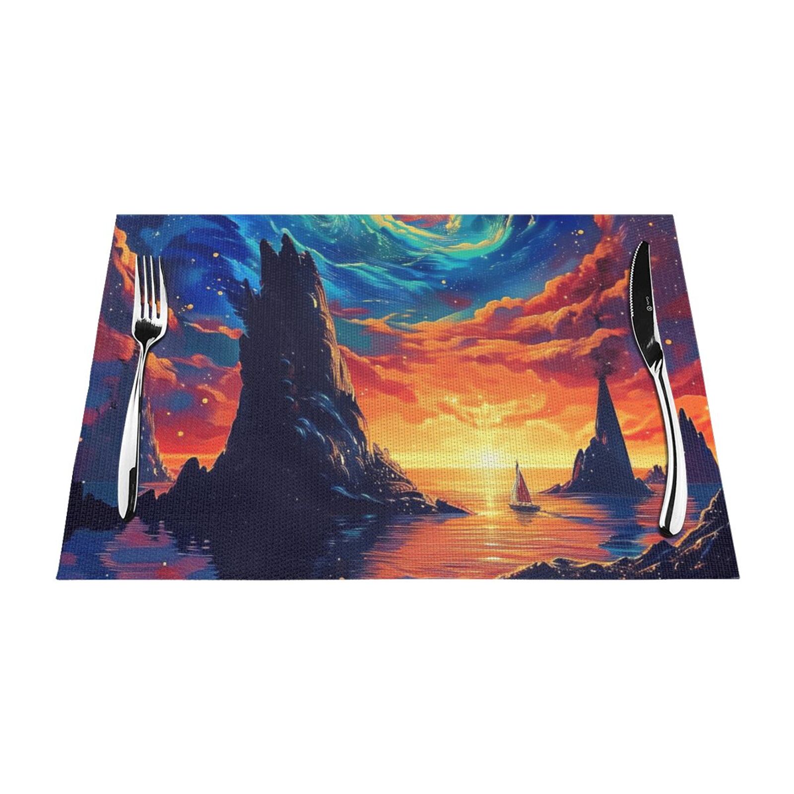 Abstract art painting PVC meal mat, dining table mat PVC washable woven