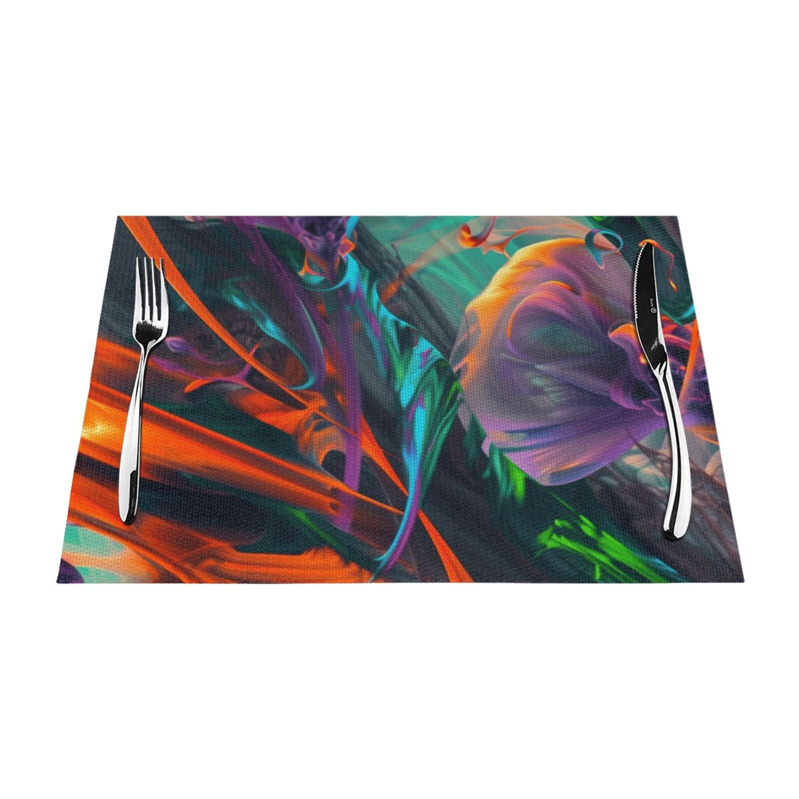 Abstract art school PVC meal mat, dining table mat PVC washable woven