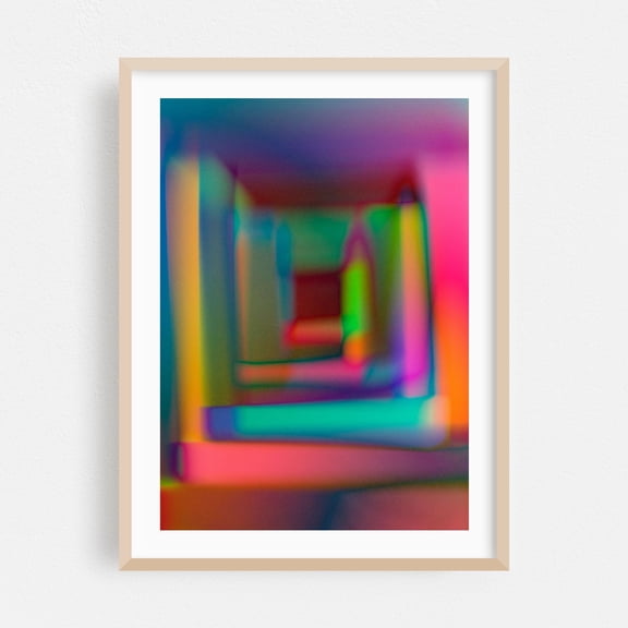 Abstract blurred background - Digital Art Abstract Psychedelic Modern Art Surrealism Geometric Art Deco Oak Framed Wall Art Print 24 x 36 inches