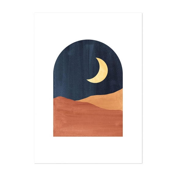 Abstract boho night landscape - Digital Art Desert Minimalist Moon Abstract Night Sky Watercolor Boho Unframed Wall Art Print 36 x 48 inches