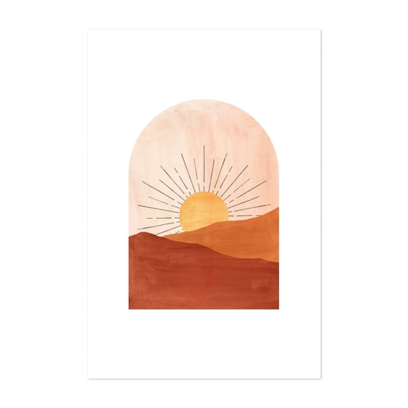 Abstract boho sun landscape - Painting Abstract Sunset Minimalist Desert Boho Watercolor Nature Unframed Wall Art Print 4 x 6 inches