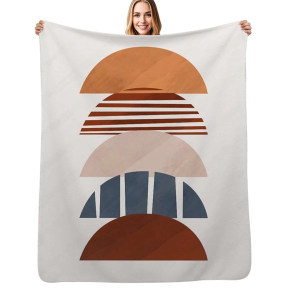 Abstract botani Boho flower Flannel Blankets Soft Warm Throw Blanket Autumn Camping Bedroom Aesthetic Bedspread