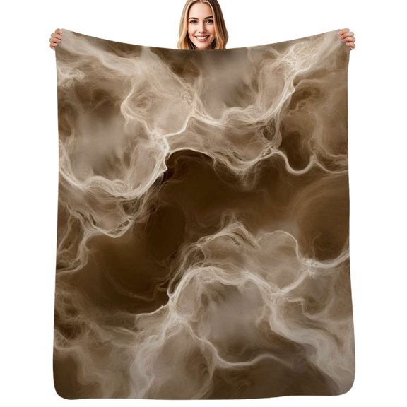 Abstract brown swirling clouds Flannel Blanket Warm Soft Bedding Throws Winter Camping Chair Sofa Bed