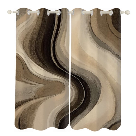 Abstract brown wave art Sunshade Curtains Home Bedroom Living Room Dining Room Home Decor Window Drapes 2 PCS