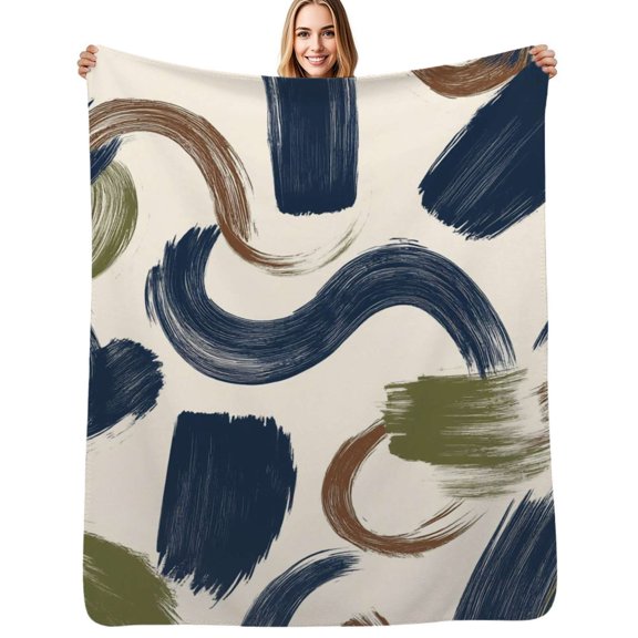 Abstract brushstroke pattern design Flannel Blanket Warm Soft Bedding Throws Winter Camping Chair Sofa Bed