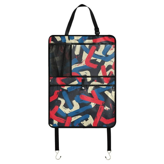 Abstract colorful grunge pattern(2) 39 Pack Kick Mat Back Seat Protector With Storage Pockets, Universal Car Seat Back Organizer For Pets, Waterproof Backseat Protector For Most Car