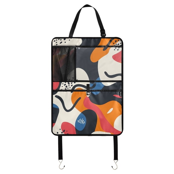 Abstract colorful organic shapes Car Seat Back Kick Protectors,38 Pack Kick Mats with Storage Pockets for Vehicles to Protect from Dirt, Mud & Scratches