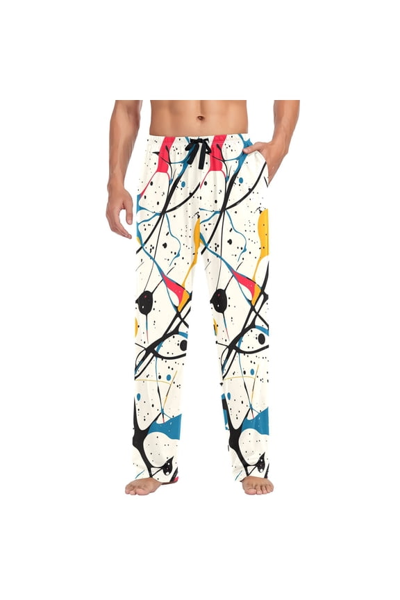 Abstract colorful paint splatter(3) Men's Pajama Pants Ultra Bottoms Sleepwear Bottom Pants with Pocket Drawstring