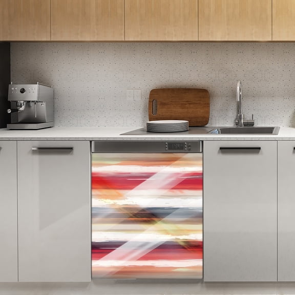 Abstract colorful painted stripes Dishwasher Magnet Cover Decorative Sticker for Home Cabinet Kitchen 23" x26"