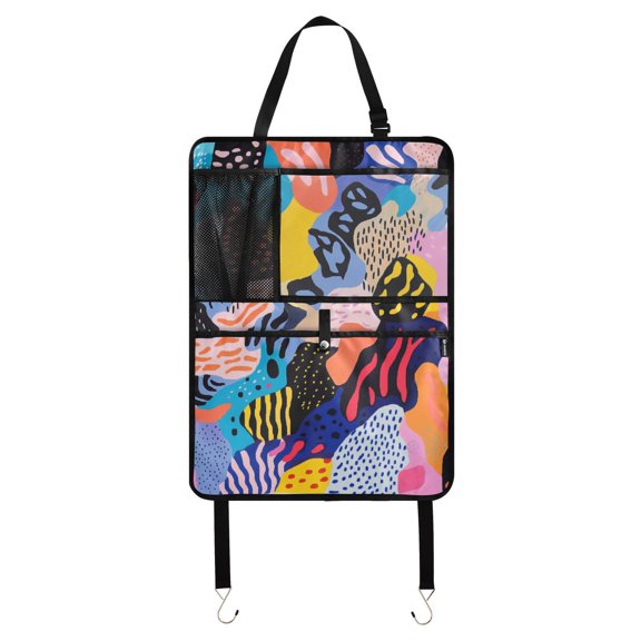 Abstract colorful pattern design(3) Back Seat Cover + Pocket Storage Organizer, 40 Pack Multifunctional Kick Mats Backseat Protector