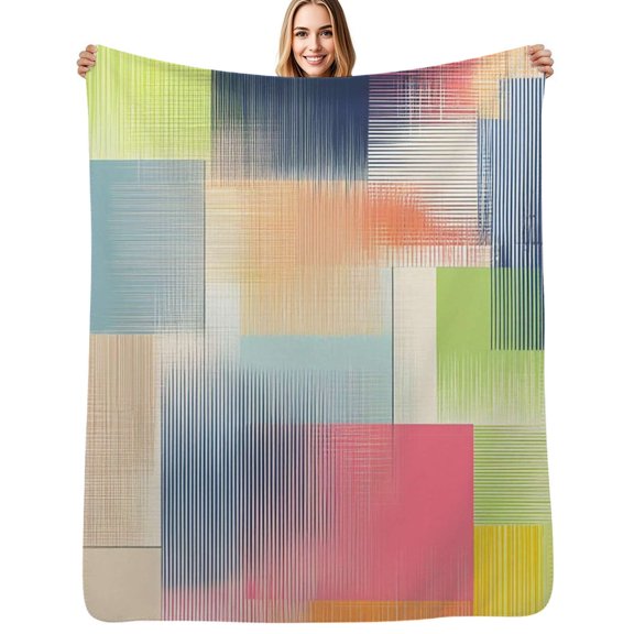 Abstract colorful striped pattern Soft Blanket Travel Bedding Throws Flannel Bedspread Sofa Bed Cover