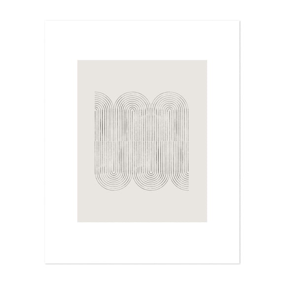 Abstract curved lines on gray - Line Drawing Line Art Minimalist Geometric Abstract Modern Art Black and White Pattern Unframed Wall Art Print 18 x 24 inches