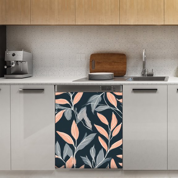 Abstract floral dark pattern Dishwasher Magnet Cover Decorative Sticker for Home Cabinet Kitchen 23" x26"