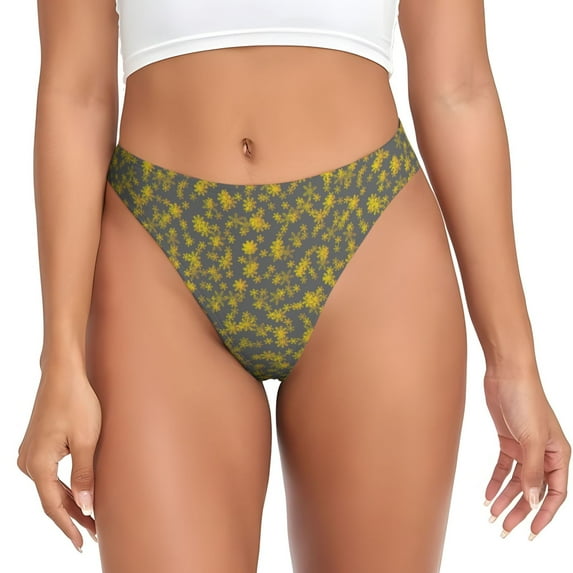 Abstract flower Dot pattern Thongs for Women - No Show Seamless Womens Thongs Underwear, Stretch G String Thongs for Women, Ladies Breathable Sexy Thong Bikini Panties Briefs