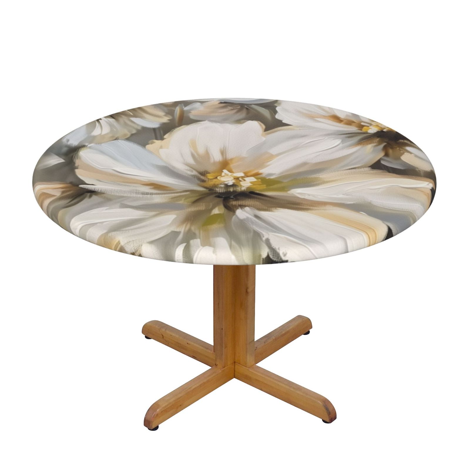 Abstract Center Table Abstract flowers centered on yellow s For The Deluxe Elastic Edged ...
