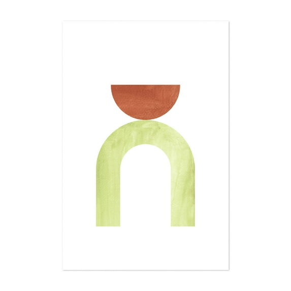 Abstract geometric chartreuse and terracotta art - Digital Art Minimalist Geometric Modern Art Abstract Watercolor Boho Mid-Century Modern Unframed Wall Art Print 8 x 12 inches