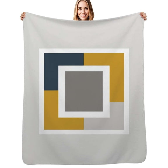 Abstract geometric color block art Flannel Blanket Warm Soft Bedding Throws Winter Camping Chair Sofa Bed