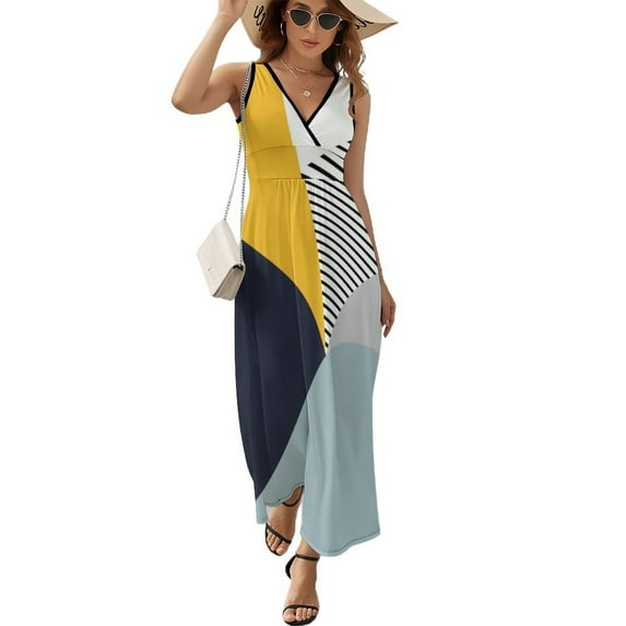 Abstract geometric design Sleeveless Dress dress for women long sleeve dress