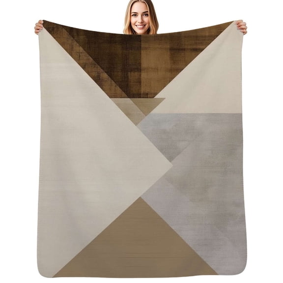 Abstract geometric neutral design Soft Blanket Travel Bedding Throws Flannel Bedspread Sofa Bed Cover