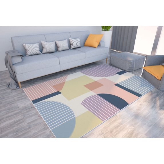 Abstract geometric print carpet living room sofa floor mat bohemian ...