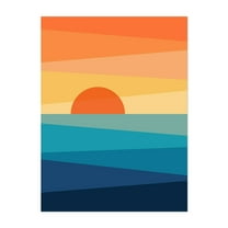 Abstract geometric sunrise - Illustration Unframed Wall Art Print 5 x 7 inches