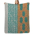 thumbnail image 1 of Abstract geometric teal orange design Soft Blanket Travel Bedding Throws Flannel Bedspread Sofa Bed Cover, 1 of 6