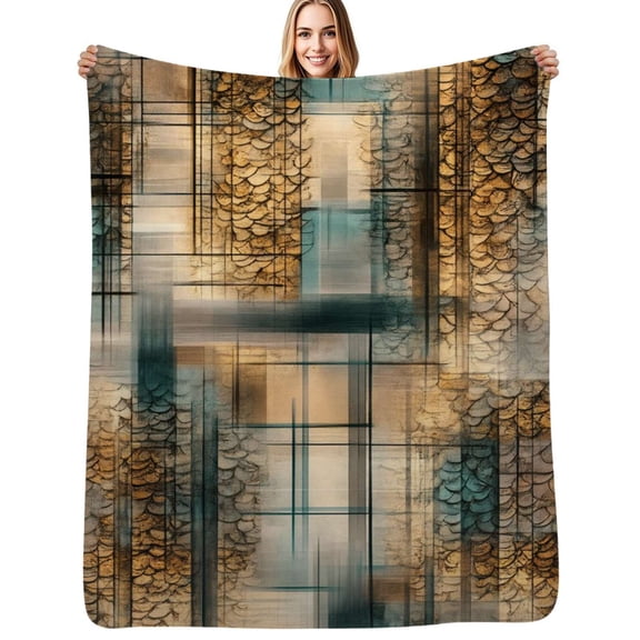 Abstract gold textured pattern Flannel Blankets Soft Throw Blanket Winter Travel Office Outdoor Bedspread