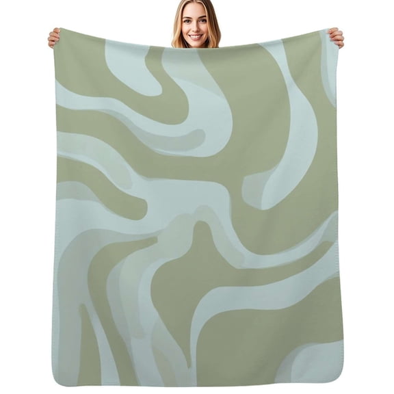 Abstract green blue swirls pattern Flannel Blanket Warm Soft Bedding Throws Winter Camping Chair Sofa Bed