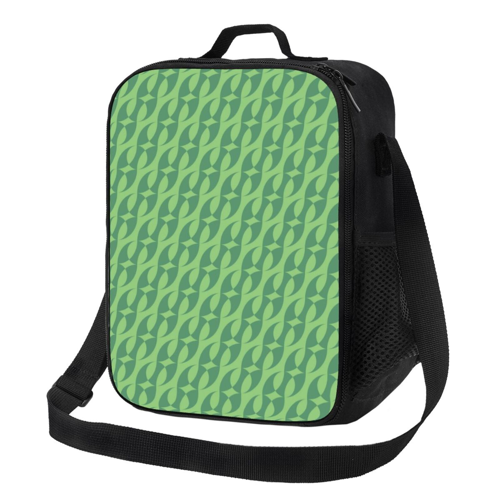 Abstract green geometric pattern Lunch Box for Women Men, Insulated ...