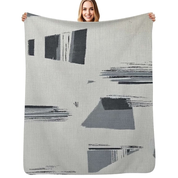 Abstract grey textile design Flannel Blanket Warm Soft Bedding Throws Winter Camping Chair Sofa Bed