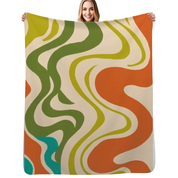 Abstract groovy swirl art print Soft Blanket Travel Bedding Throws Flannel Bedspread Sofa Bed Cover