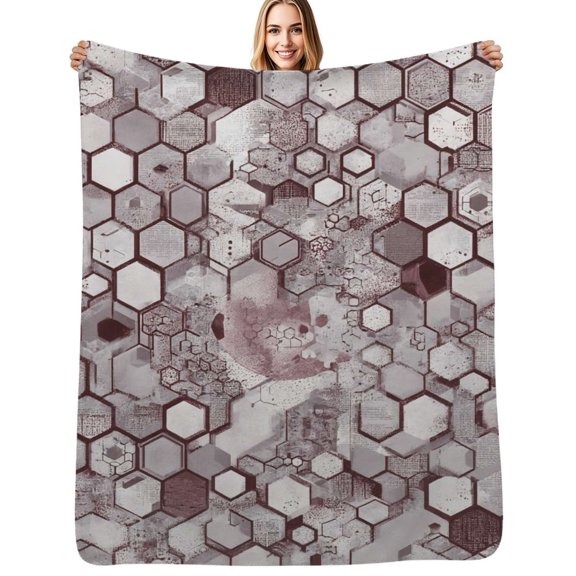 Abstract hexagon geometric pattern Flannel Blanket Warm Soft Bedding Throws Winter Camping Chair Sofa Bed