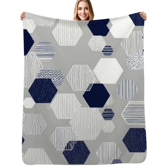 Abstract hexagon pattern design Flannel Blankets Soft Warm Throw Blanket Autumn Camping Bedroom Aesthetic Bedspread