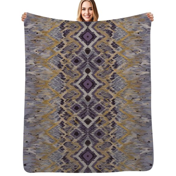 Abstract ikat textile pattern design Flannel Blanket Warm Soft Bedding Throws Winter Camping Chair Sofa Bed