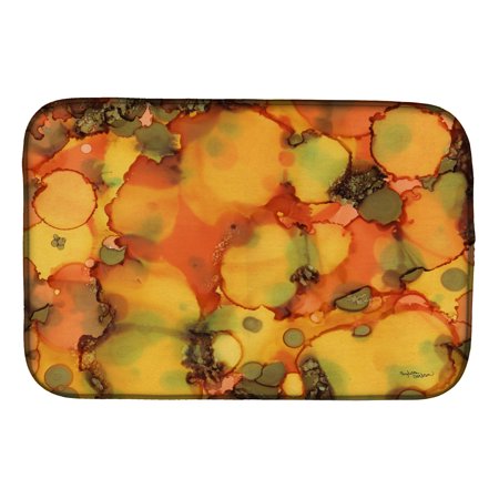 Abstract in Orange and Greens Dish Drying Mat