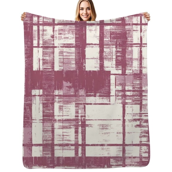 Abstract mauve grid texture Flannel Blanket Warm Soft Bedding Throws Winter Camping Chair Sofa Bed