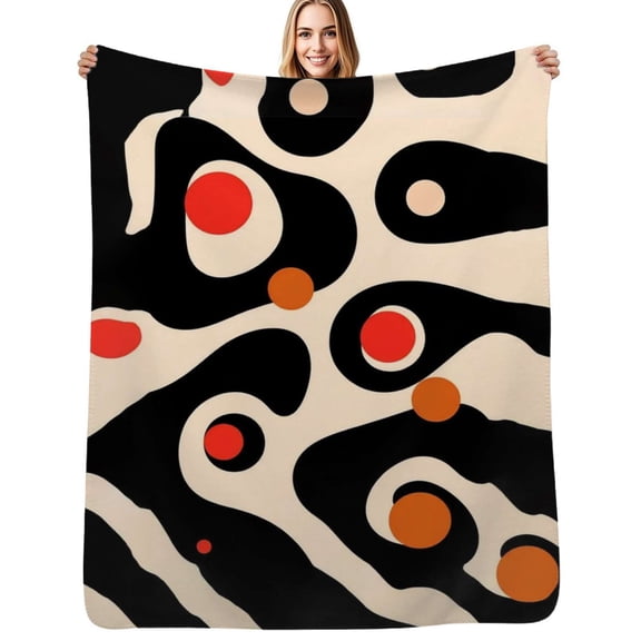 Abstract midcentury modern art Flannel Blanket Warm Soft Bedding Throws Winter Camping Chair Sofa Bed