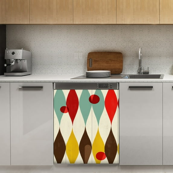 Abstract midcentury modern design Dishwasher Magnet Cover Decorative Sticker for Home Cabinet Kitchen 23" x26"
