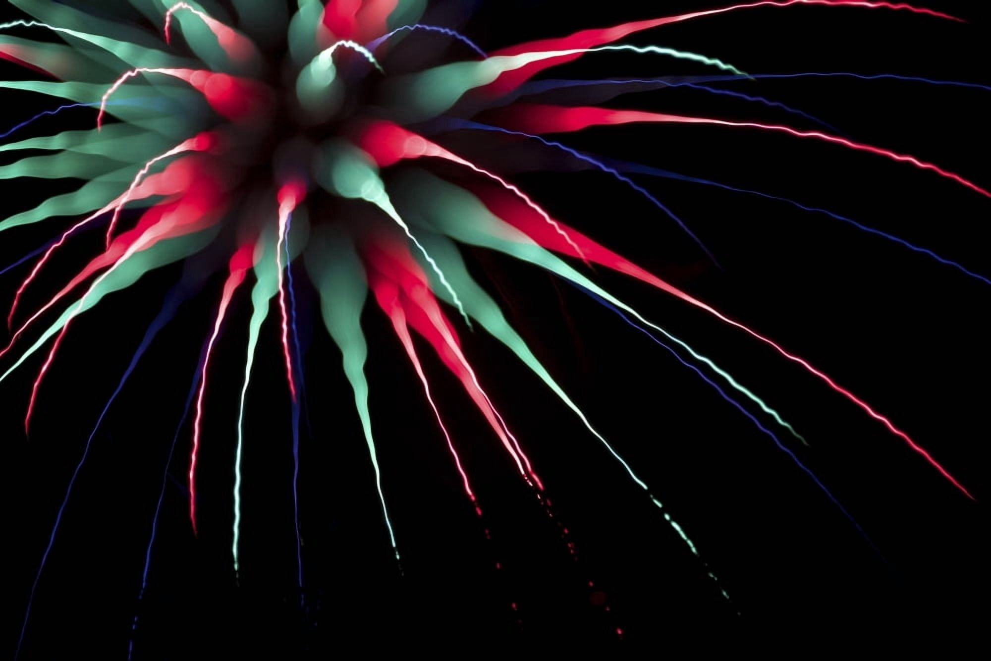 Abstract multi-coloured firework burst using focus pull Twickenham England Canvas Art - Nick Dale Design Pics (19 x 12)
