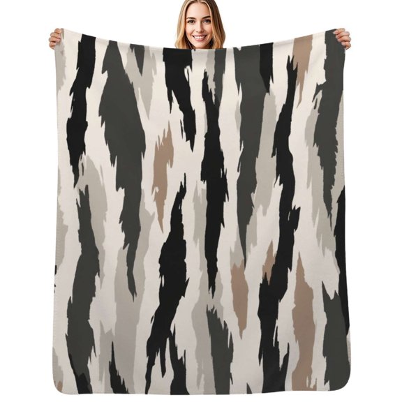 Abstract neutral camouflage pattern Soft Blanket Travel Bedding Throws Flannel Bedspread Sofa Bed Cover