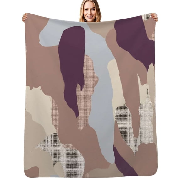 Abstract neutral camouflage pattern Soft Blanket Travel Bedding Throws Flannel Bedspread Sofa Bed Cover