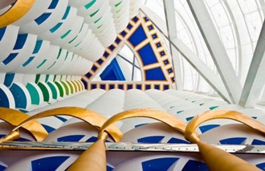 Abstract of pillars at Burj Al Arab Dubai United Arab Emirates Canvas Art - Bill Bachmann DanitaDelimont (36 x 24)