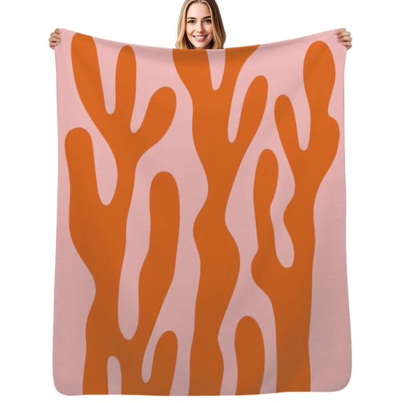 Abstract orange coral art print Flannel Blankets Soft Throw Blanket Winter Travel Office Outdoor Bedspread
