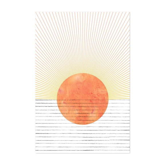 Abstract orange sunrise - Digital Art Minimalist Abstract Sunset Geometric Beach Modern Art Unframed Wall Art Print 4 x 6 inches