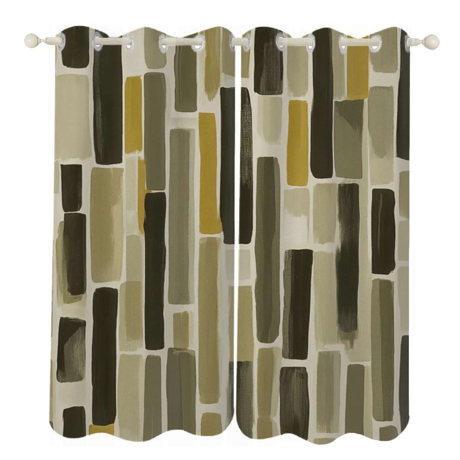 Pattern Block Curtain Abstract painted block pattern Sunshade Curtains Home Bedroom Living ...