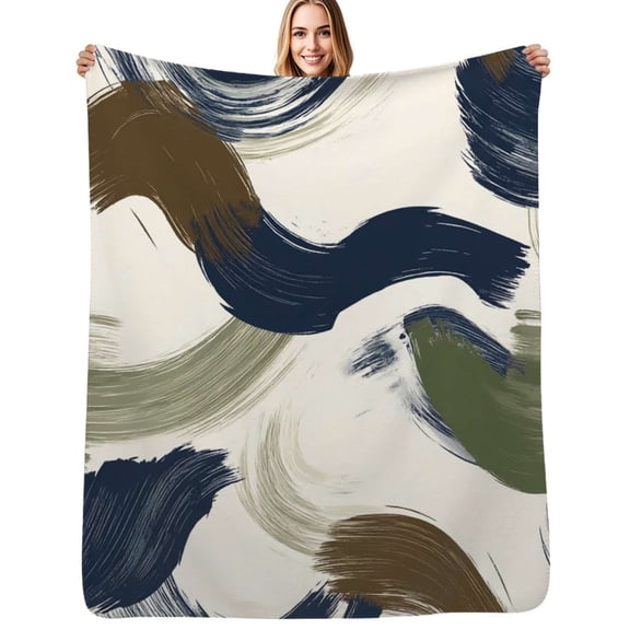 Abstract painted brushstrokes swirls art Soft Blanket Travel Bedding Throws Flannel Bedspread Sofa Bed Cover