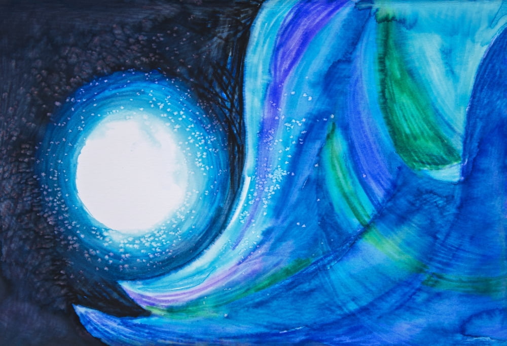Abstract painting with blues and greens Canvas Art - Tara Thelen Design Pics (18 x 12)