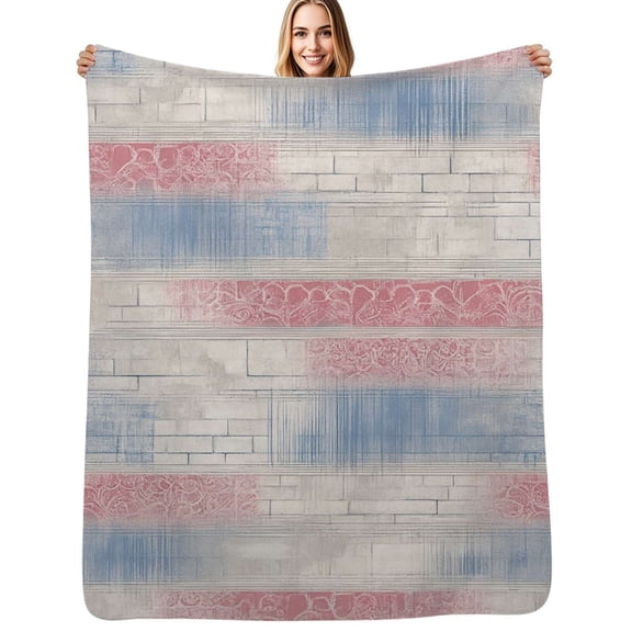Abstract pastel brick pattern Flannel Blanket Warm Soft Bedding Throws Winter Camping Chair Sofa Bed