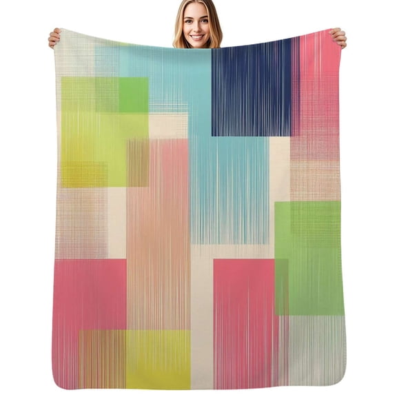 Abstract pastel geometric pattern Soft Blanket Travel Bedding Throws Flannel Bedspread Sofa Bed Cover